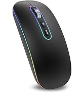 cimetech Bluetooth Mouse, Wireless Rechargeable Mouse, LED Silent Computer Mice with Dual Mode (B...