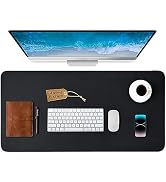 RILIHO Genuine Leather Desk Pad Protector - Waterproof Desk Mats on Top of Desks Premium Office D...