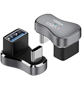 IYUANEPRO 10Gbps 180-Degree USBC to USBA 3.1 Adapter, USBC 180 Degree Adapter Fast Charging 2Pack