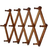 Dseap Accordian Wall Hanger: 16” High Wooden Wall Expandable Coat Rack, Hat Rack Holder, Accordio...