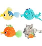 Catify by Best Pet Supplies Interactive Fluffy Fish Set Catnip Cat Toy for Indoor Cats & Kittens,...