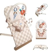 Tiny Marvels Baby Bouncer Seat 0–12 Months, Ergonomic Portable Design with 3-Point Harness, Sooth...