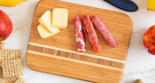 The Barbados Serving and Cutting Board serving charcuterie.
