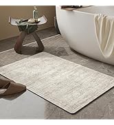 Mecko Bath Mat, Ultra Absorbent Quick Dry Bathroom Floor Mats-Rubber Non-Slip Thin Bathroom Rug F...
