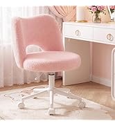 DurayLoly Vanity Chair with Open Hollow Back, Armless Desk Chair with Silent Wheels, Height Adjus...