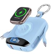 citicr Portable Charger 10000mAh w/Built-in Cables & iWatch Charger Blue | Fast charging, Built-i...