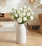 hjn White Vase for Flowers Ceramic Vase for Decor, Modern Decorative Tall Vases for Your Kitchen/...