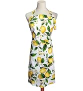 G2PLUS Thin Lemon Cotton Women's Apron Adjustable Cooking Baking Apron with Pocket