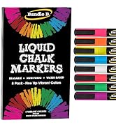 Chalk Markers - 8 Vibrant Fine Tip, Erasable, Non-Toxic, Water-Based, For Kids and Grown-Ups for ...