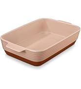 MALACASA 4.5L Ceramic Oven Dish with Handles, 9 x 13 Inches Pink Baking Dish Casserole Dishes, De...