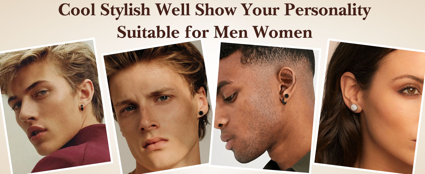 black hoop Stud Earrings for Men Women