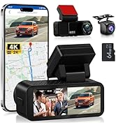 Orderich 2 Channel 4K Dash Cam Front and Rear, 3.16 Inch Dash Camera Support WiFi GPS Starlight N...