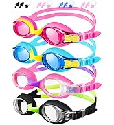 XDX Kids Goggles for Swimming 4-14, 4 Pack Kids Swim Goggles for Boys and Girls, Anti Fog Swim Go...