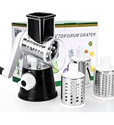 Rotary Cheese Grater Hand Crank Cheese Shredder with 3 Stainless Steel Blades, Rotary Grater, for...