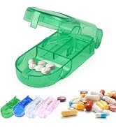 Green Pill Cutter,Pill Cutter and Splitter with Dispenser,Organizer with Cutter,Pill Splitter for...