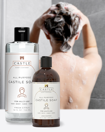 Castle Soap All-Purpose Castile Soap Multi-Use Gentle Cleanser for Hair Body Hands Home Coconut Oil