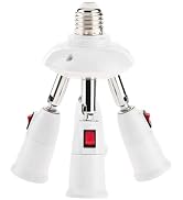 4-in-1 Light Socket Splitter Adapter - E26/E27 Light Socket Expander with Switch, 360° Adjustable...