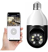 E27 360° Security Cameras Wireless Outdoor, 2.4GHz & 5G WiFi Light Bulb Security Camera, 1080p Vi...
