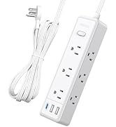 Surge Protector Power Strip, Flat Extension Cord with 9 Widely Outlets 3 USB Ports(1 USB-C), 1080...