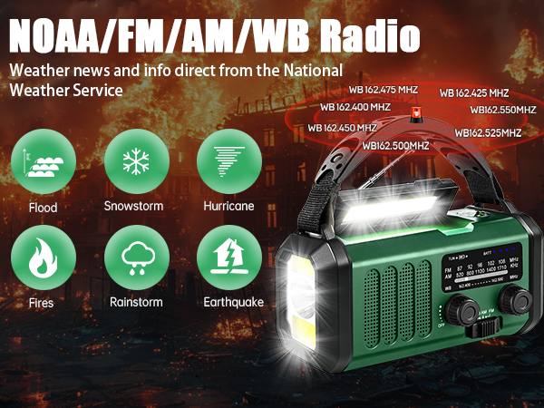 emergency weather radio hand crank solar charge am/fm/noaa
