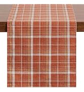 Softalker Fall Checkered Tartan Table Runner, Orange, 13 x 70 Inch | Thanksgiving Buffalo Plaid S...