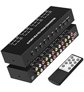 8 Port RCA to HDMI Converter, Dual AV to HDMI Converter Supports 16:9/4:3 Composite to HDMI Adapt...