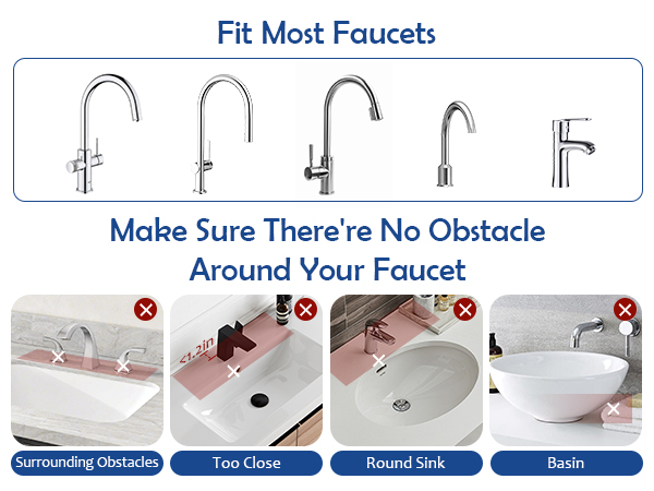 24"Longer Silicone Faucet Mat For Kitchen Sink Splash Guard