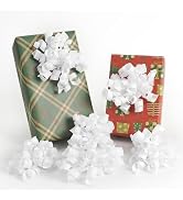 HUIHUANG White Bows for Gift Wrapping, White Curly Ribbon Bows Self Adhesive Burst Gift Bow for C...