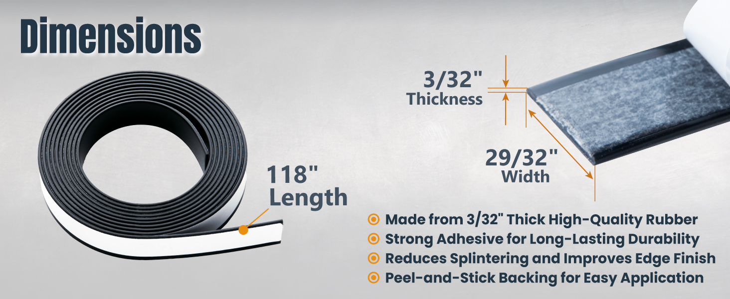 splinter guard replacement strong adhesive peel and stick backing 3/32" Thick 118 Length