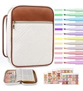 BellaHold Quilted Vegan Leather Bible Cover, Color-Blocked Bible Cover Case for Women, Large Bibl...