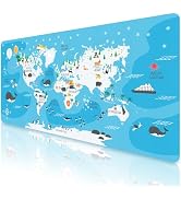 Carethos Cute Desk Mat Early Education Leather Desk Pad Protector, Kawaii Blue Ocean Waterproof D...