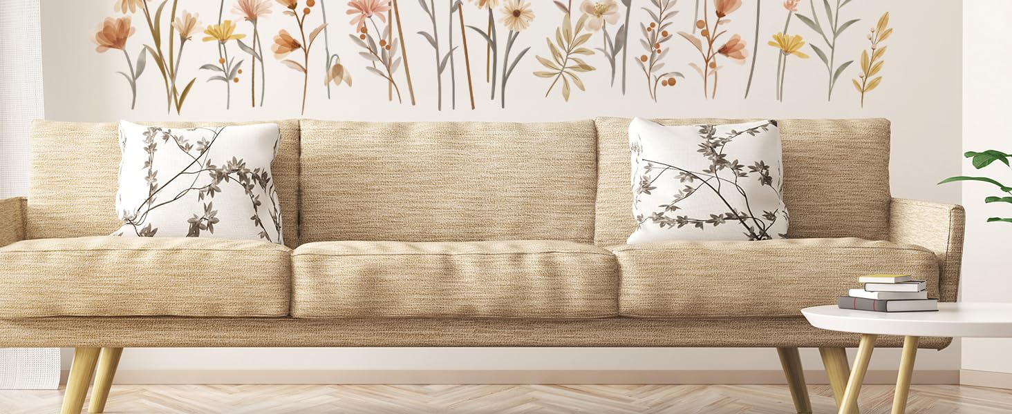 boho wild flower wall decals watercolor flower wall sticker