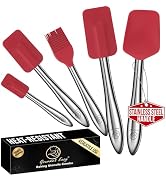 5pcs Silicone Spatula Cooking Utensils Set with Stainless Steel Handles, Premium Heat-Resistant K...