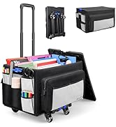 KEDSUM 2 in 1 Rolling Cart for Teachers with Storage Organizer, 290 LBS Collapsible Rolling Cart,...