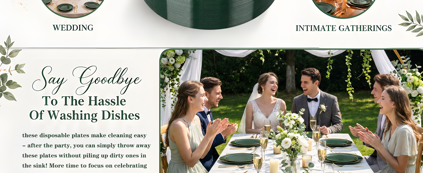 Green disposable plastic plates