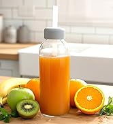 reusable water bottles, glass juice bottles with caps and lids, juicing jars