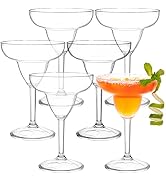 Suwimut 6 Pack Stemmed Plastic Margarita Glasses, 12 oz Unbreakable Clear Plastic Margarita Cup R...