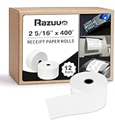 BPA-Free Thermal Paper Rolls- 2 5/16 x 400 Receipt Paper Rolls for Credit Card Machines, Smooth P...