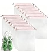 PLULON 50 Pcs Clear Shoe Bags Waterproof Drawstring for Travel Storage | 15.7" x 11.8" Transparen...