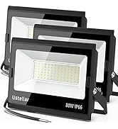 USTELLAR 3 Pack 80W LED Flood Lights Outdoor Hardwired Bright 800W Equiv. 24000LM Security Light ...