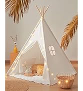 Tiny Land Teepee Tent for Kids Indoor Tent with Mat & Lights, Kids Teepee Tent with Carry Bag, Pl...