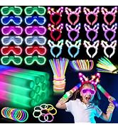 SHQDD 136PCS Glow in the Dark Party Supplies,Glow Sticks Glasses Favors, 12PCS Foam Glow Sticks, ...