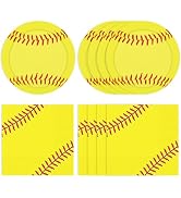 41Pcs Softball Birthday Party Decorations Softball Plates and Napkins Sports Theme Disposable Des...