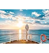 BELECO 7x5ft Fabric Cruise Ship Backdrop Ship Deck Yacht Sailing Summer Ocean Cruise Sunset Scene...