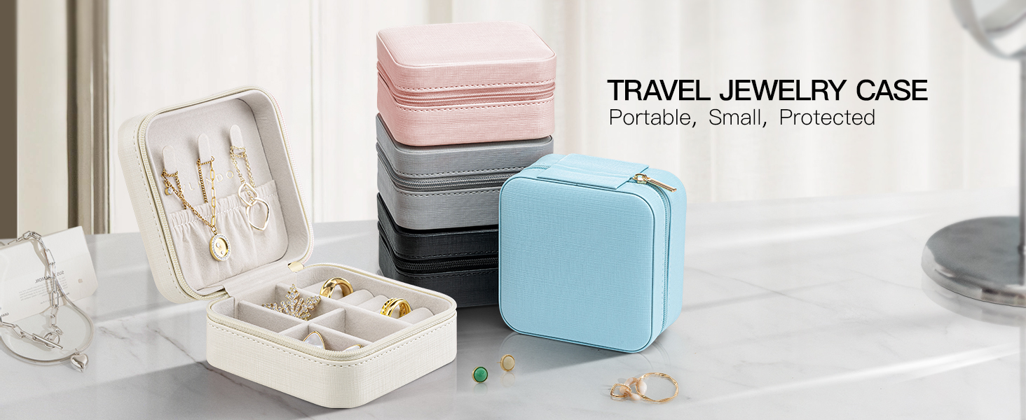 Vlando PU Leather Small Jewelry Travel Organizer, Travel Jewelry Case for Ring