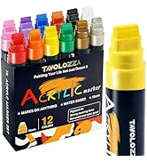Jumbo Markers 12 Colors, Graffiti Markers-Include Gold Silver, 15MM Felt Tip Acrylic Paint Marker...