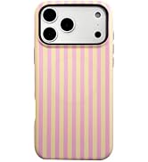 Reezaddin Pink and Yellow Striped Phone Case for iPhone 17 Pro Max 6.9in,Compatible with Magsafe,...