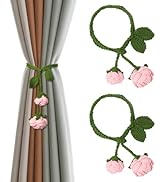 OCIOLI 2 Pack Boho Handmade Flower Curtain Tiebacks & Holdbacks - No Drill Cotton Rope Curtain Ti...