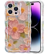 EYZUTAK Case for iPhone 16 Pro Max, Colorful Retro Oil Painting Printed Flower Laser Glossy Patte...