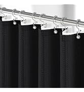 Dynamene 3 in 1 Waffle Shower Curtain Set with PEVA Liner 72Wx72H Black | 256GSM Heavy Duty Fabri...